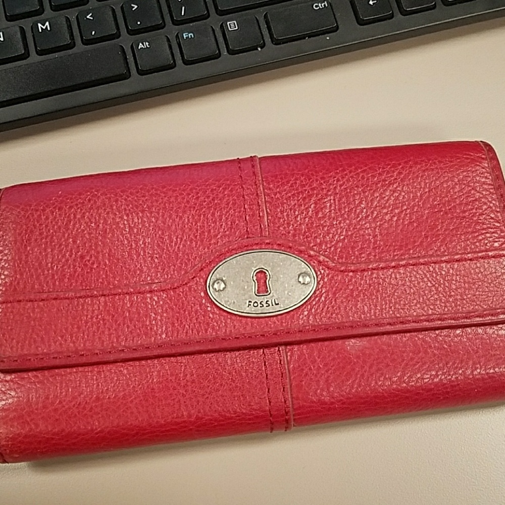 Red Leather Fossil Wallet